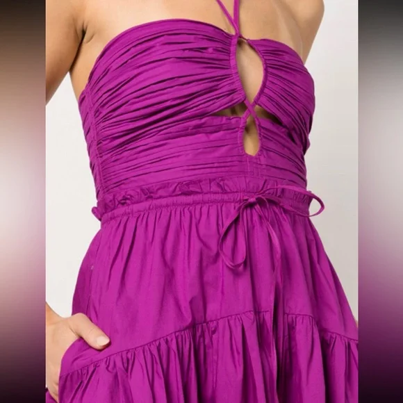 🌺🎉HP🎉🌺 NWT Ulla Johnson Ella Cutout Halter Dress Orchid - Picture 9 of 16